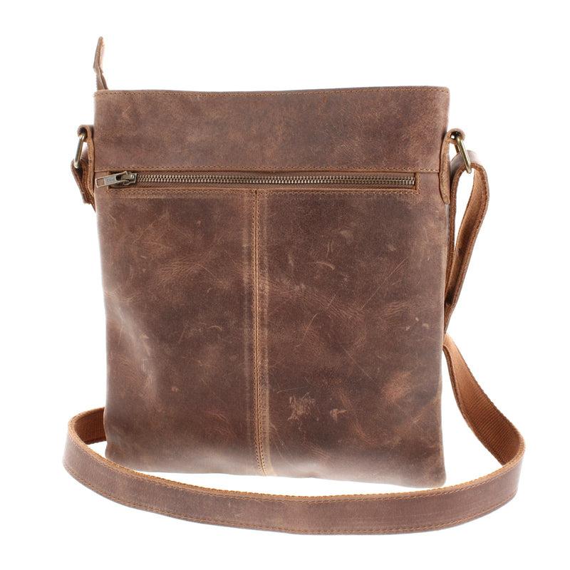 Leconi mittelgroße Umhängetasche Ledertasche Damen Herren Vintage Leder braun LE3036 Exklusive Angebote