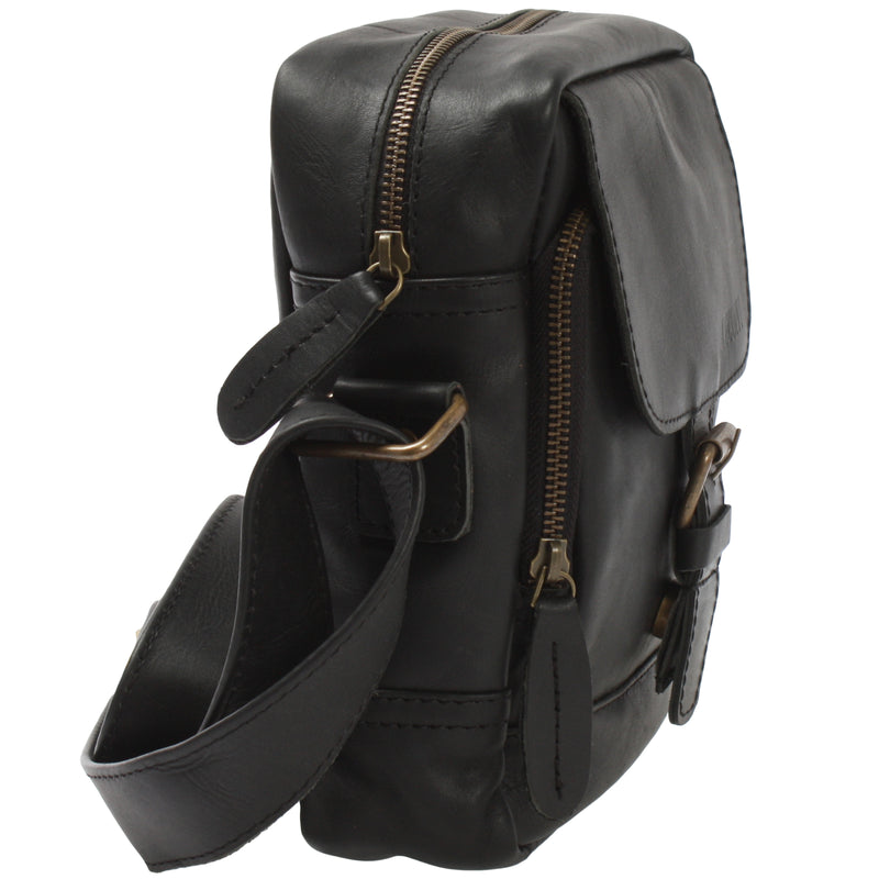 Leconi kleine Umhängetasche Schultertasche Freizeit Leder dunkelbraun LE3042 Blitzangebot