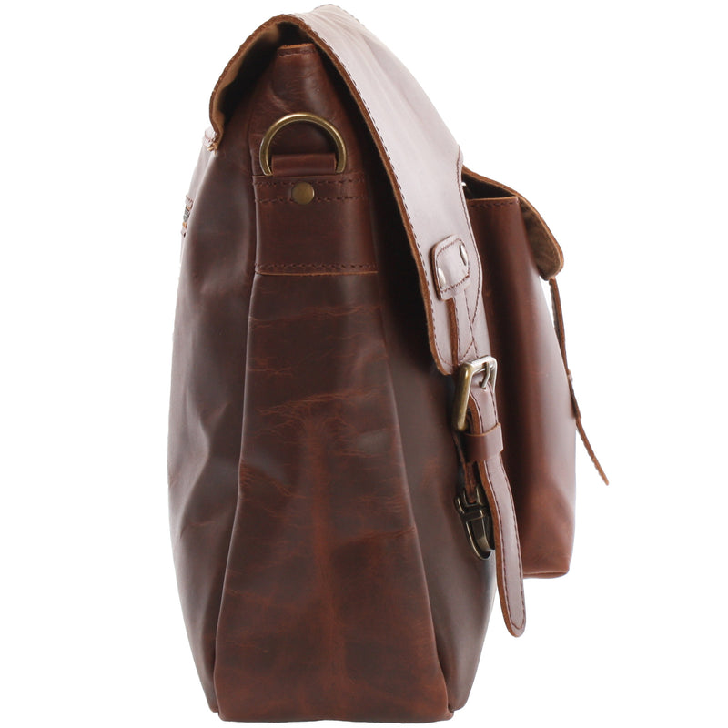 Leconi Messenger Bag Collegetasche DIN A4 Kuriertasche Leder braun LE3032 Große Rabatte