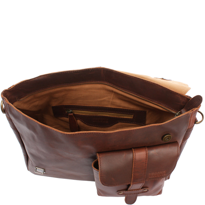Leconi Messenger Bag Collegetasche DIN A4 Kuriertasche Leder braun LE3032 Große Rabatte