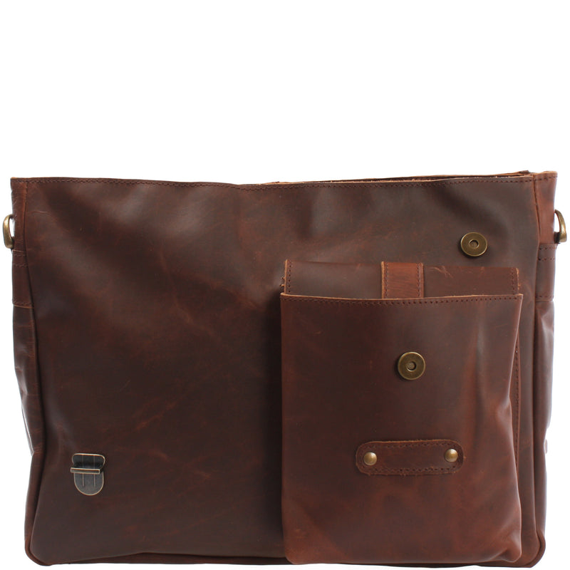 Leconi Messenger Bag Collegetasche DIN A4 Kuriertasche Leder braun LE3032 Große Rabatte