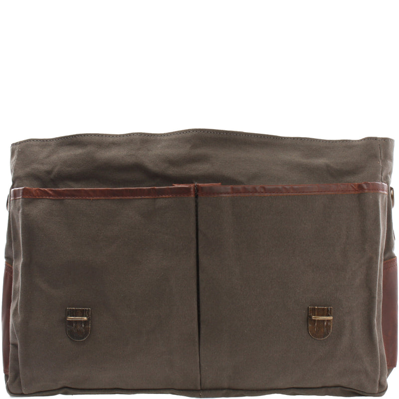 Leconi Messenger Bag Din A4 Kuriertasche Leder Canvas grau LE3018 Bestseller