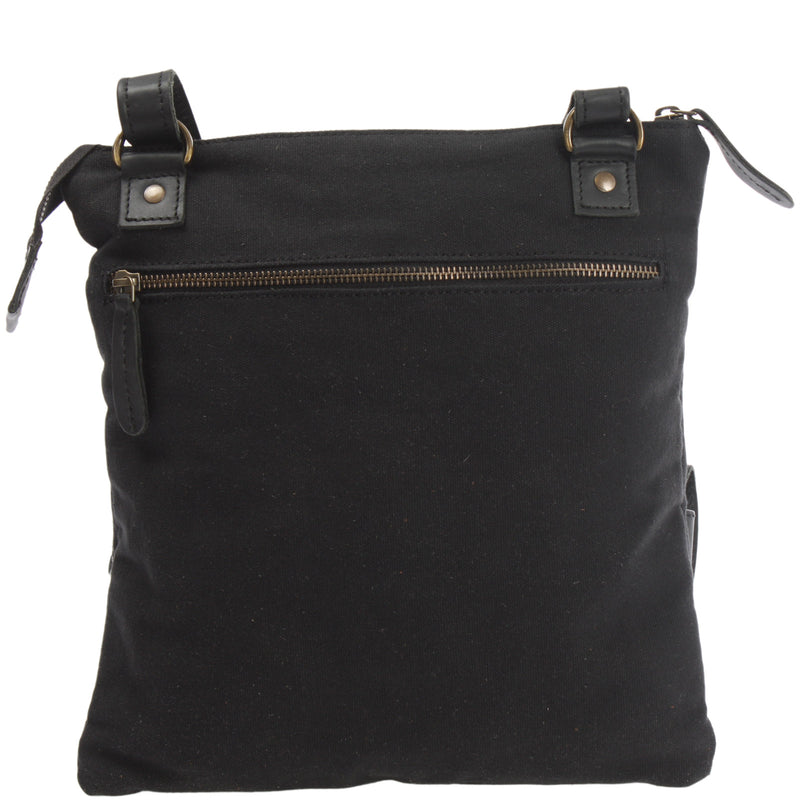 Leconi Umhängetasche Schultertasche Damen Herren Used Look Leder Canvas schwarz LE3011 Saisonale Angebote