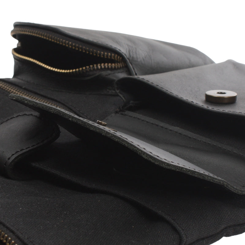 Leconi Umhängetasche Schultertasche Damen Herren Used Look Leder Canvas schwarz LE3011 Saisonale Angebote