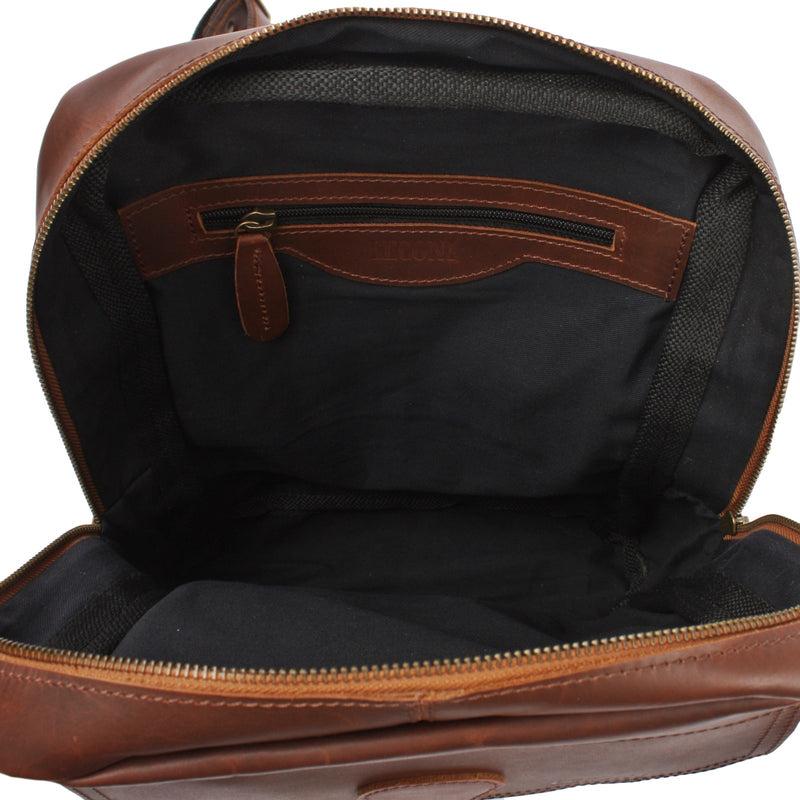 Leconi Freizeitrucksack Crossbag Rucksack Damen Herren Leder Canvas grün LE1012 Kauf eins, bekomm eins gratis