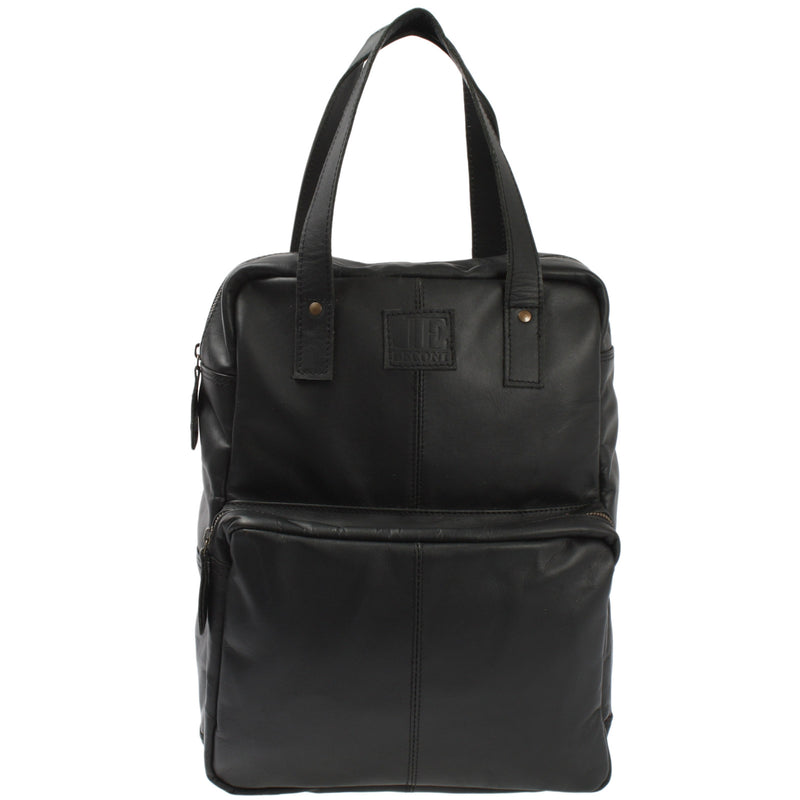 Leconi Lederrucksack Freizeitrucksack Damen Herren DIN A4 Leder schwarz LE1019
