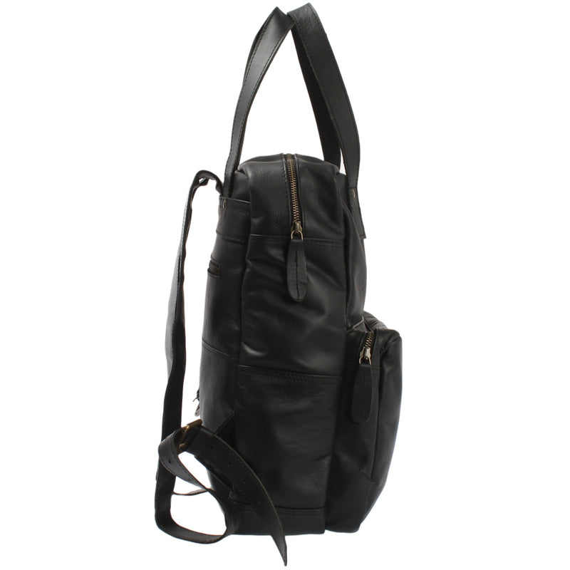 Leconi Lederrucksack Freizeitrucksack Damen Herren DIN A4 Leder schwarz LE1019 Tiefpreis