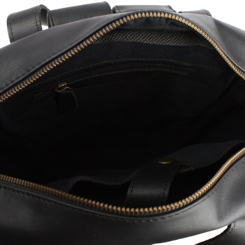 Leconi Lederrucksack Freizeitrucksack Damen Herren DIN A4 Leder schwarz LE1019 Tiefpreis