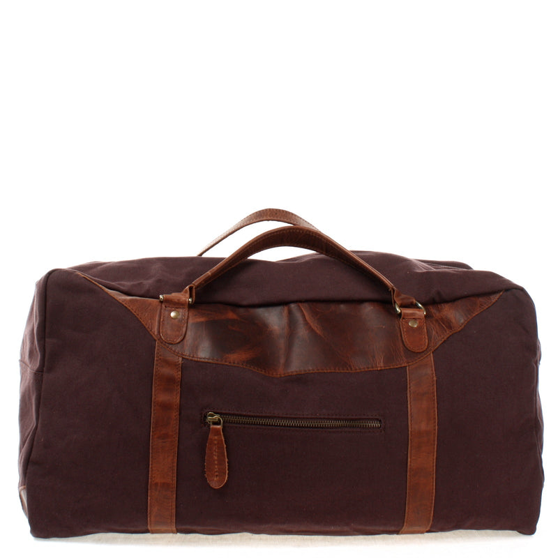 Leconi große Reisetasche Weekender Handgepäck Canvas Leder mokka LE2020 Kostenlose Rückgabe