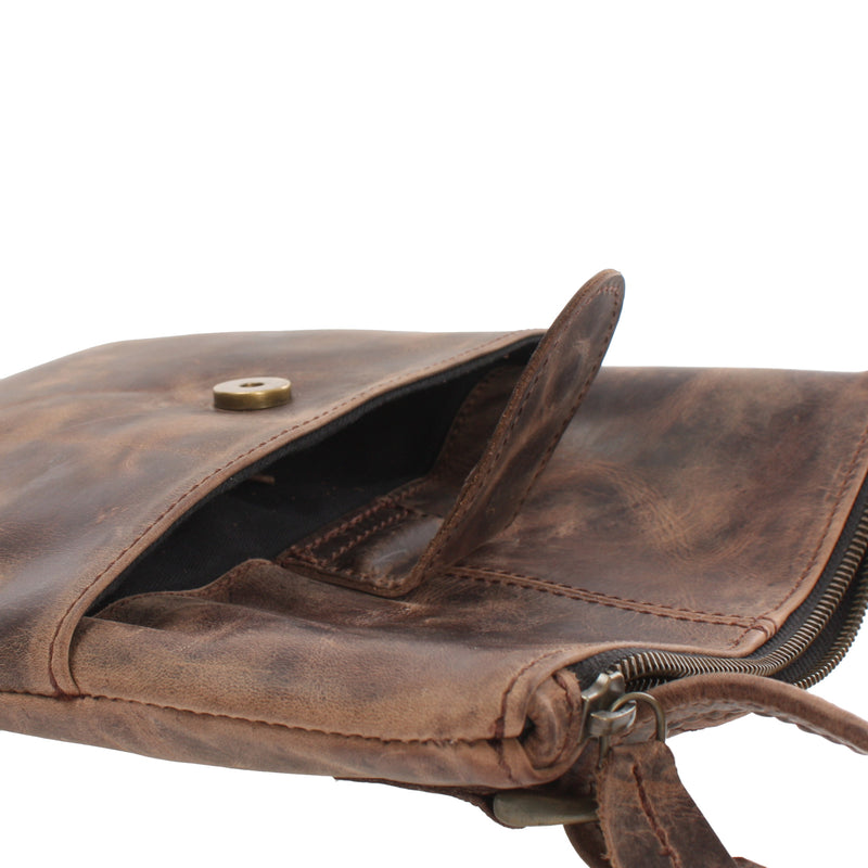 Leconi kleine Umhängetasche Damentasche Herrentasche Ledertasche schlamm LE3060 Letzte 3 Tage