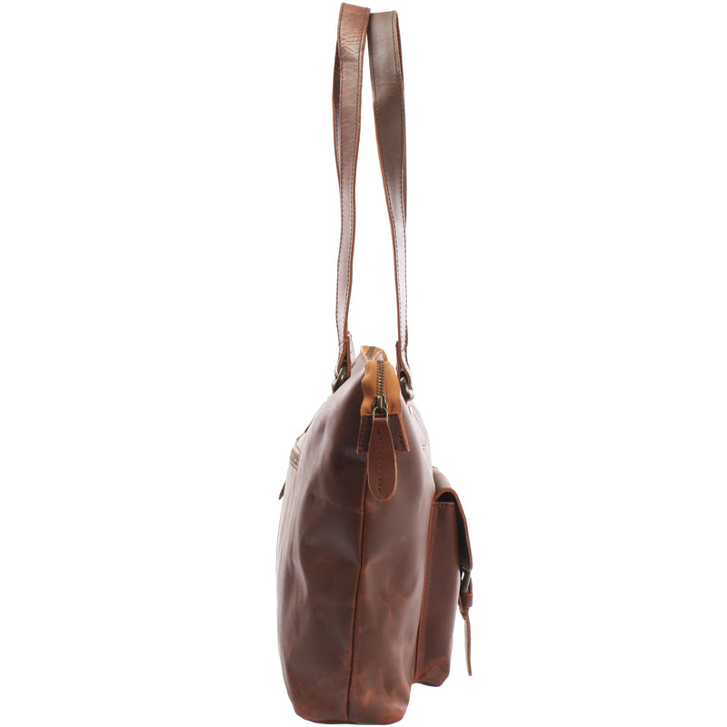 Leconi Schultertasche Damentasche Handtasche Leder braun LE0052 Neueste Stile