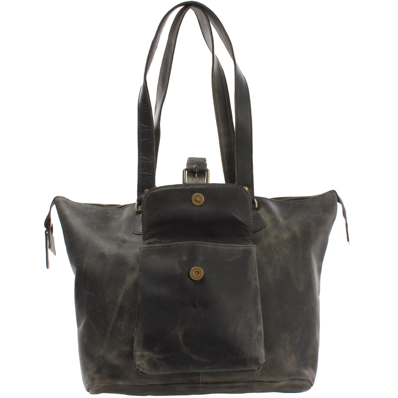 Leconi Schultertasche Damentasche Handtasche Leder grau LE0052 Letzte 2 Tage