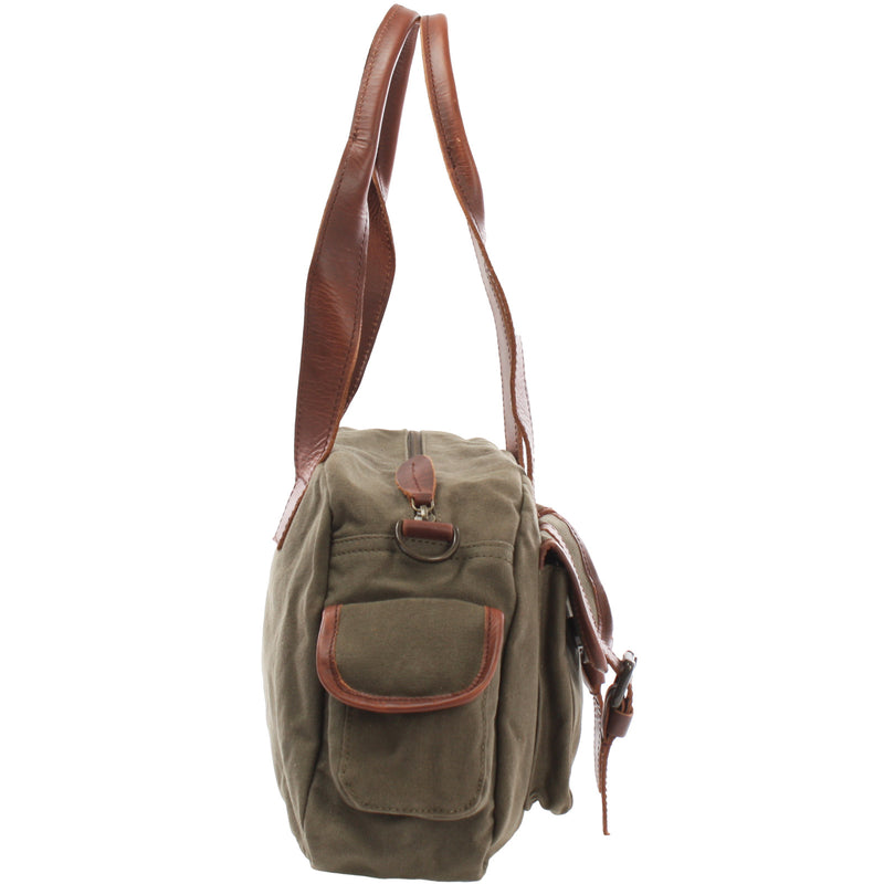 Leconi Henkeltasche Damentasche Canvas Leder grün LE0042 Bis zu 50% Rabatt