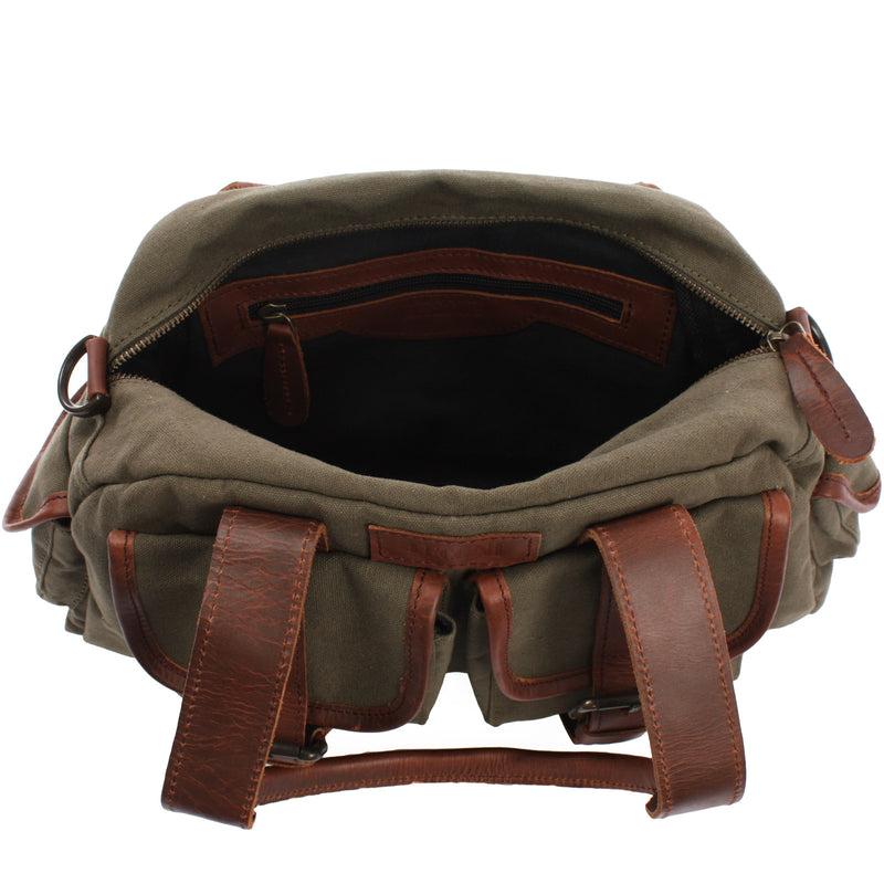 Leconi Henkeltasche Damentasche Canvas Leder grün LE0042 Bis zu 50% Rabatt