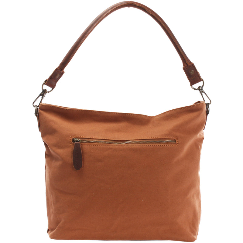 Leconi Schultertasche Umhängetasche Ledertasche Canvas Leder cognac LE0039 Bis zu 60% Rabatt