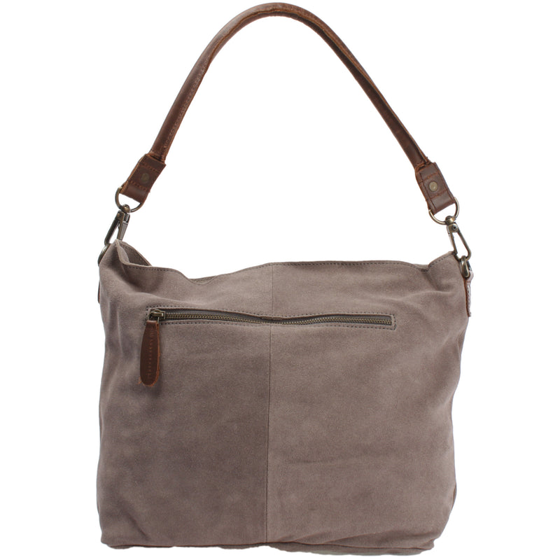 Leconi Schultertasche Umhängetasche Ledertasche Veloursleder grau LE0039 Vierteljährliche Förderung