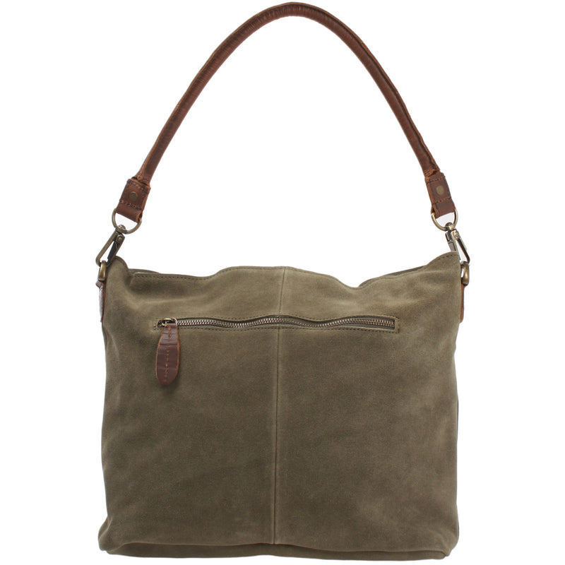 Leconi Schultertasche Umhängetasche Ledertasche Veloursleder grün LE0039 Bis zu 55% Rabatt