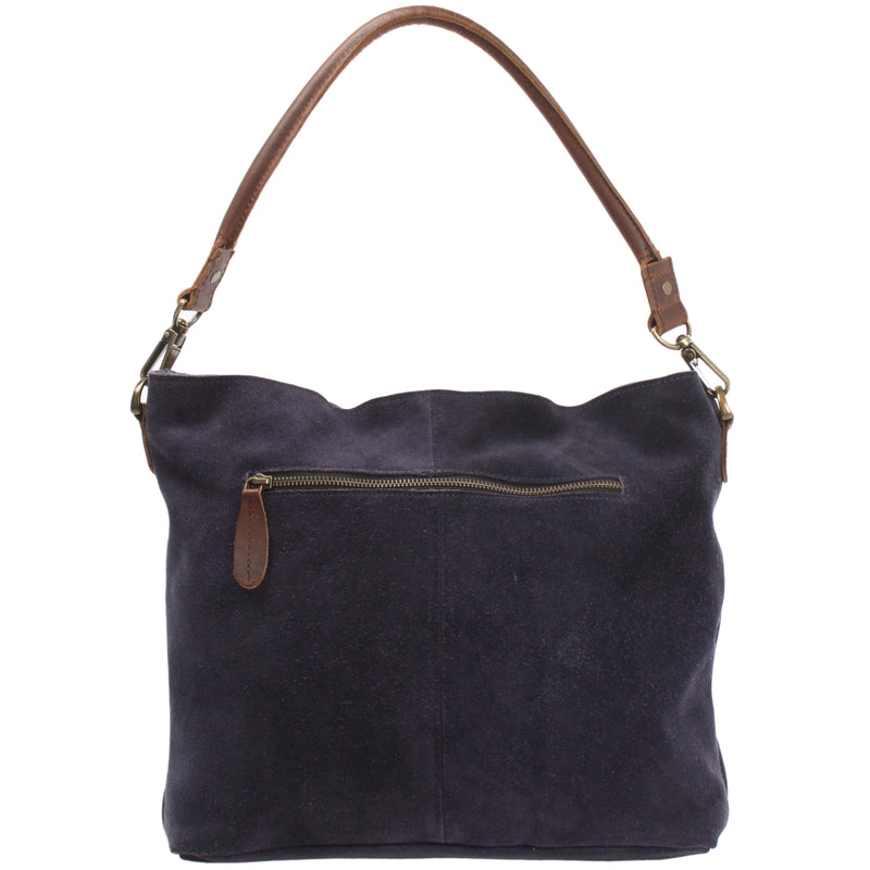 Leconi Schultertasche Umhängetasche Ledertasche Veloursleder navy LE0039 Discount Store für neue Produkte