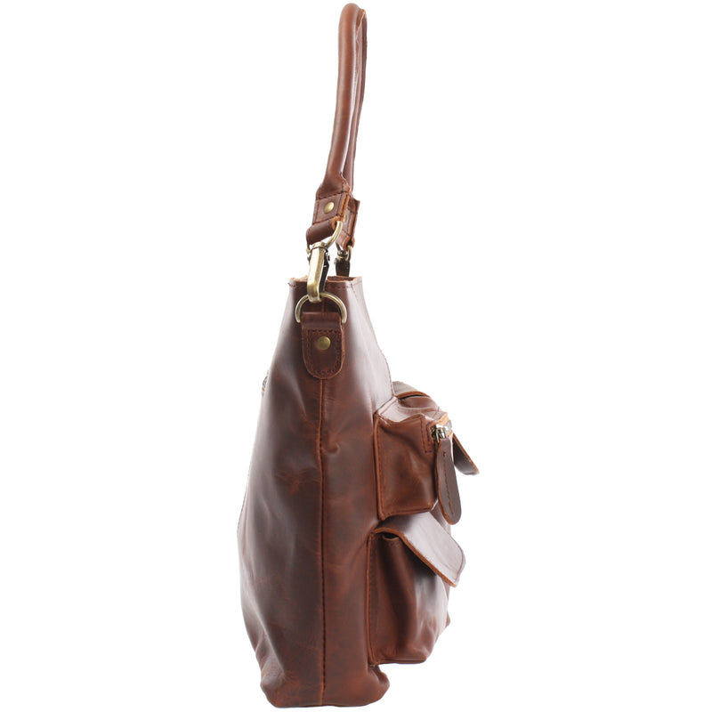 Leconi Schultertasche Umhängetasche Ledertasche Leder braun LE0039 Nur noch ein Tag übrig