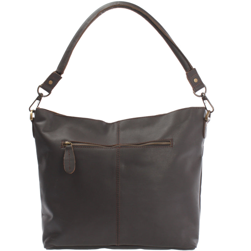 Leconi Schultertasche Umhängetasche Ledertasche Leder dunkelbraun LE0039 Super Rabatt