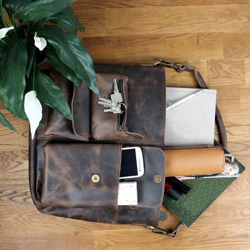 Leconi Schultertasche Umhängetasche Ledertasche Leder schlamm LE0039 50% Rabatt mit kostenlosem Versand