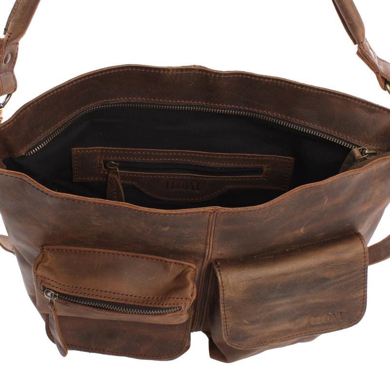 Leconi Schultertasche Umhängetasche Ledertasche Leder schlamm LE0039 50% Rabatt mit kostenlosem Versand