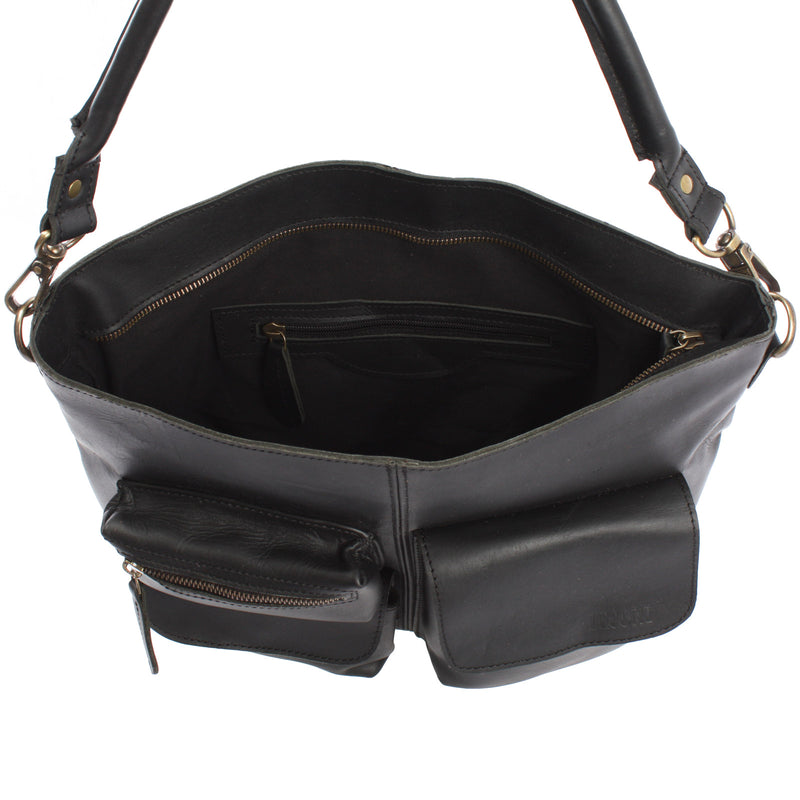 Leconi Schultertasche Umhängetasche Ledertasche Leder schwarz LE0039 Clearance-Verkauf
