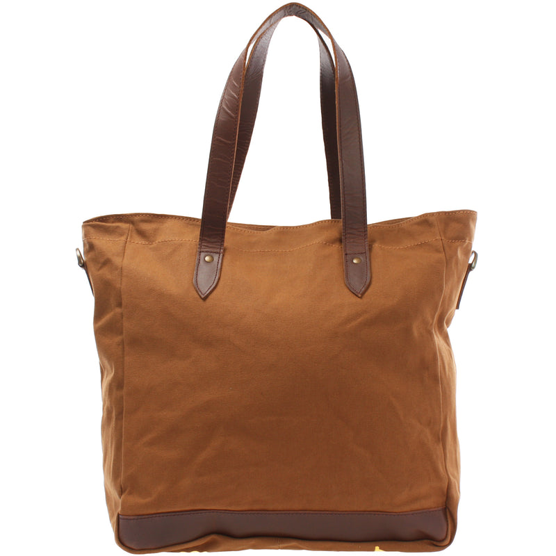 Leconi Shopper Beuteltasche Damentasche Canvas Leder cognac LE0040 Kostenloser Versand international