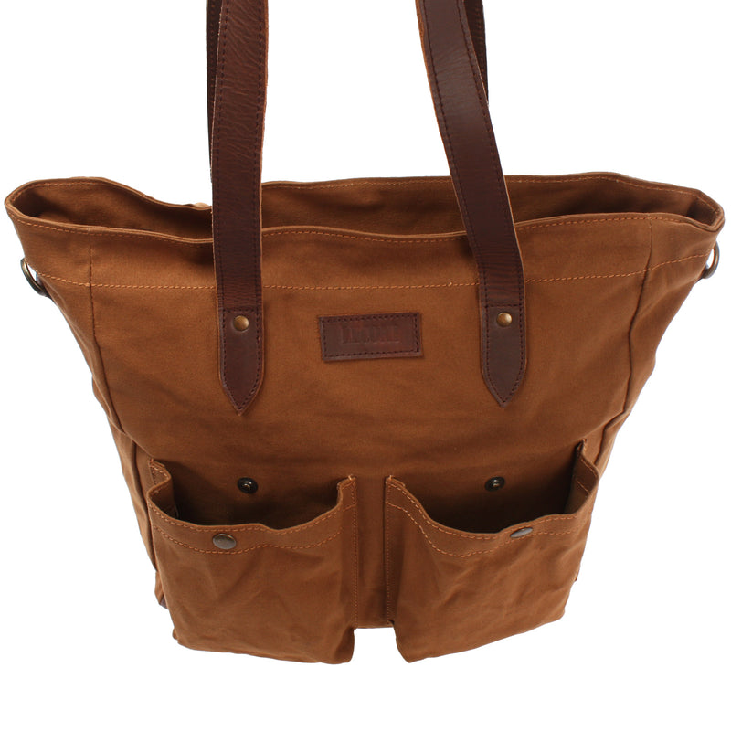 Leconi Shopper Beuteltasche Damentasche Canvas Leder cognac LE0040 Kostenloser Versand international