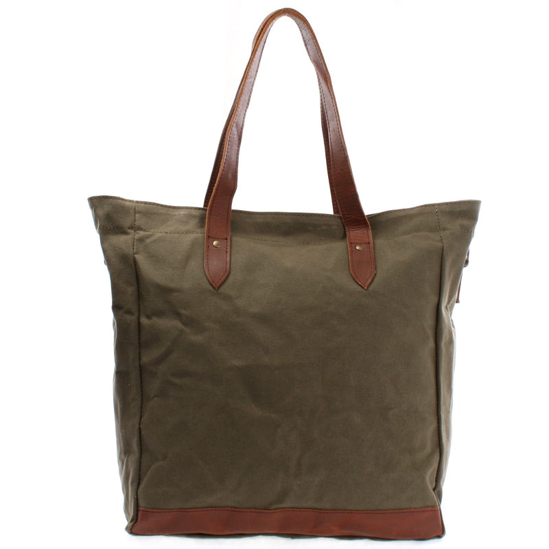 Leconi Shopper Beuteltasche Damentasche Canvas Leder grün LE0040 Begrenzt auf 3 Tage