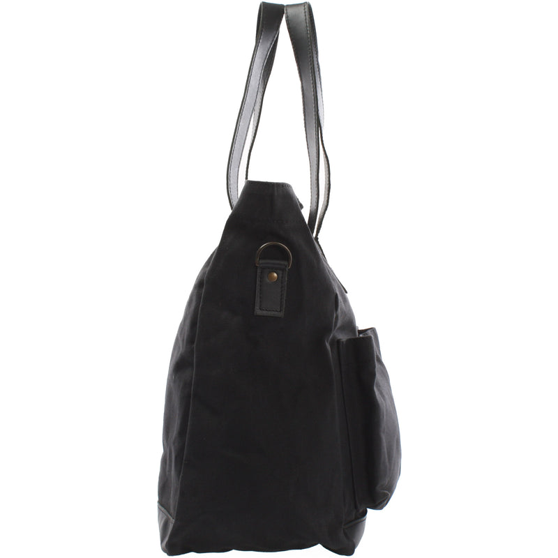 Leconi Shopper Beuteltasche Damentasche Canvas Leder schwarz LE0040 Speichern exportieren