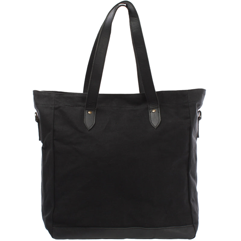 Leconi Shopper Beuteltasche Damentasche Canvas Leder schwarz LE0040 Speichern exportieren
