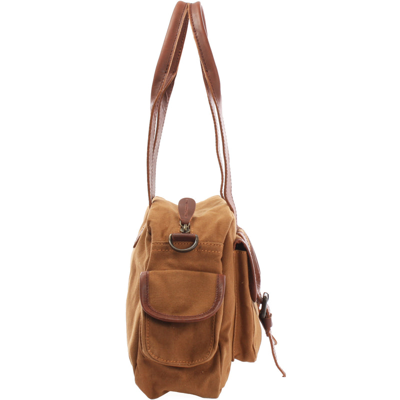 Leconi Henkeltasche Schultertasche Canvas Leder cognac LE0042 Black Friday Preise