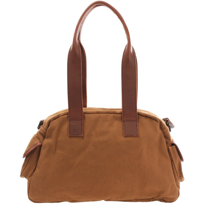 Leconi Henkeltasche Schultertasche Canvas Leder cognac LE0042 Black Friday Preise