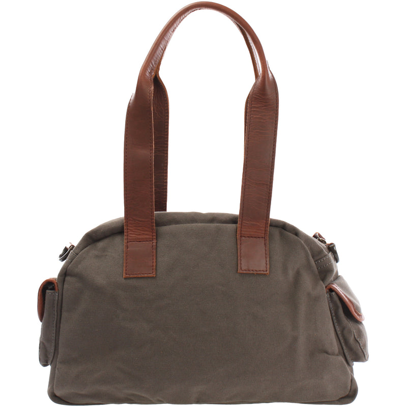 Leconi Schultertasche Damentasche Canvas Leder grau LE0042 Im Verkauf