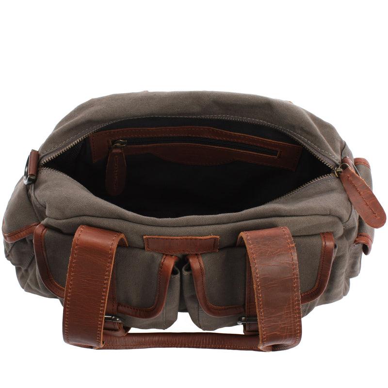 Leconi Schultertasche Damentasche Canvas Leder grau LE0042 Im Verkauf