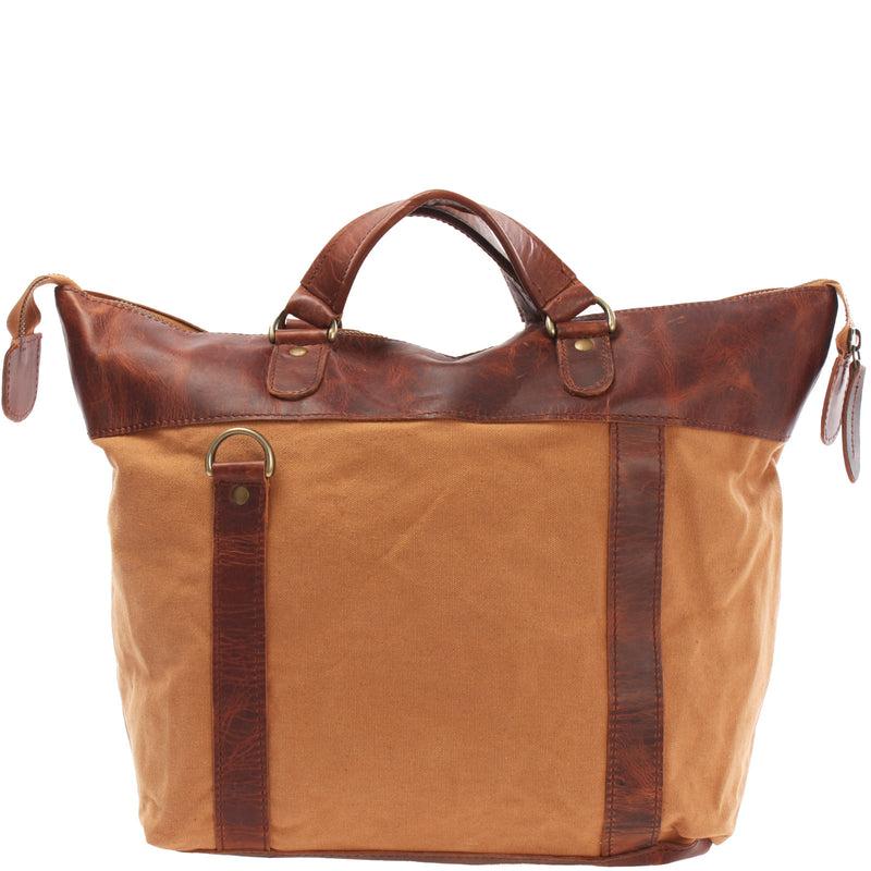 Leconi Henkeltasche Damentasche Canvas Leder cognac LE0043 zollfrei