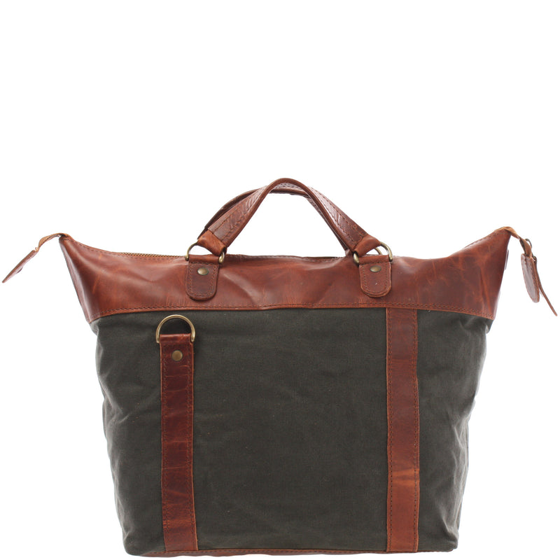 Leconi Henkeltasche Damentasche Canvas Leder grün LE0043 50% Rabatt für begrenzte Zeit