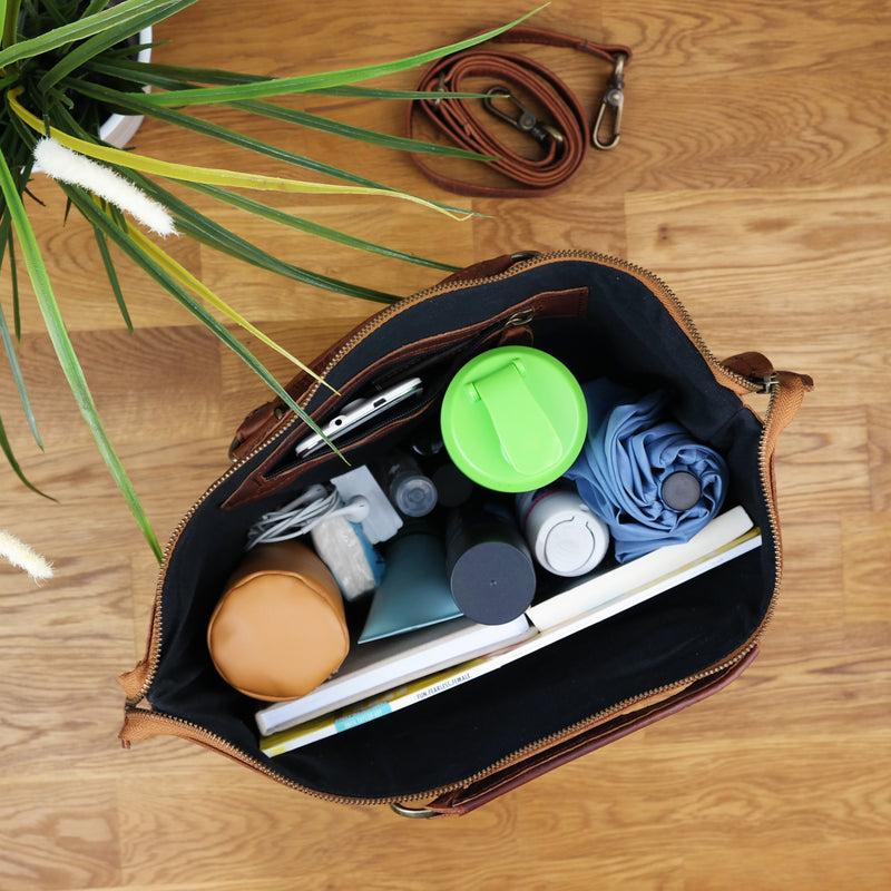 Leconi Henkeltasche Damentasche Canvas Leder grün LE0043 50% Rabatt für begrenzte Zeit