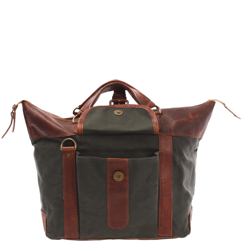 Leconi Henkeltasche Damentasche Canvas Leder grün LE0043 50% Rabatt für begrenzte Zeit