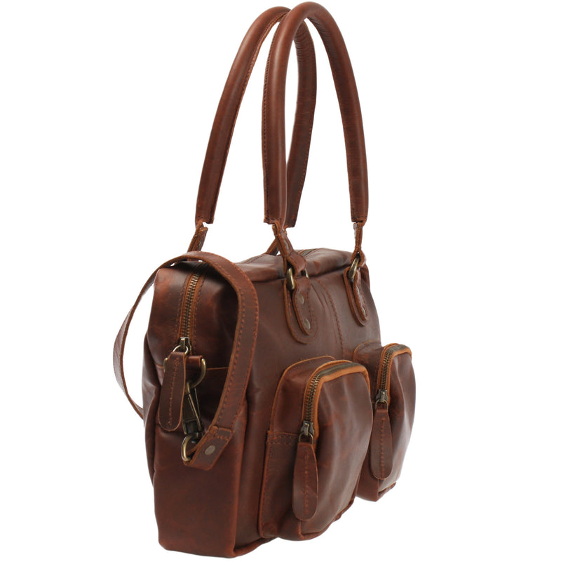 Leconi Schultertasche Handtasche Henkeltasche Damen Leder braun LE0046 Rabatte dieses Monats