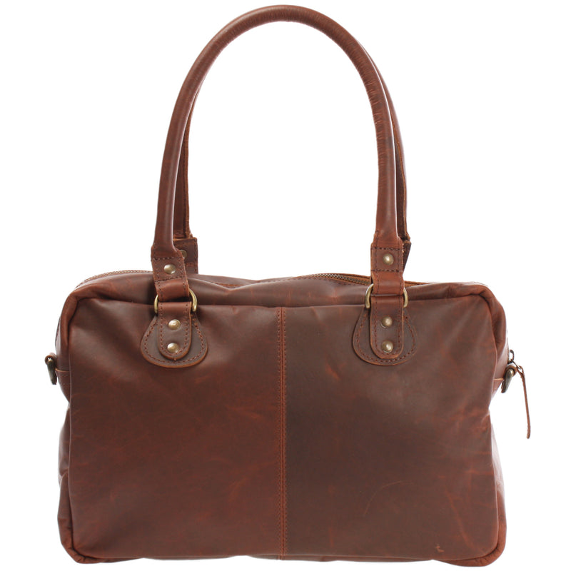 Leconi Schultertasche Handtasche Henkeltasche Damen Leder braun LE0046 Rabatte dieses Monats