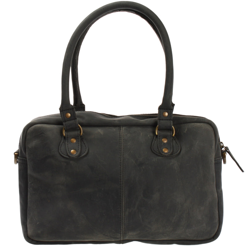 Leconi Schultertasche Handtasche Henkeltasche Damen Leder grau LE0046 2025