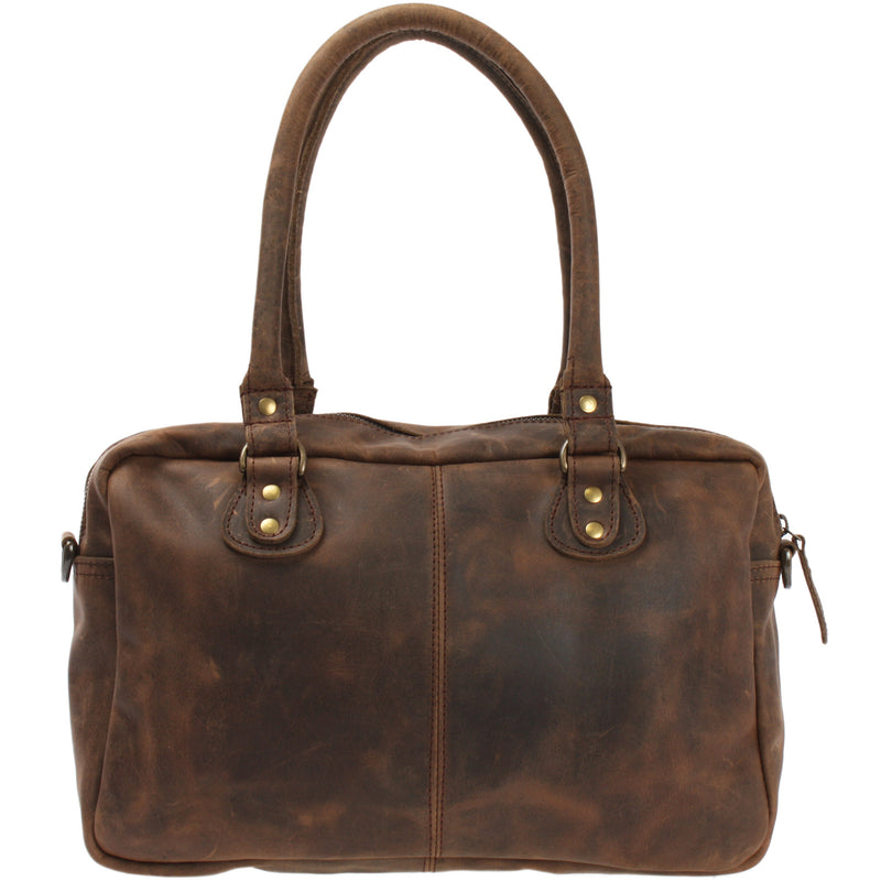 Leconi Schultertasche Handtasche Henkeltasche Damen Leder schlamm LE0046 Online
