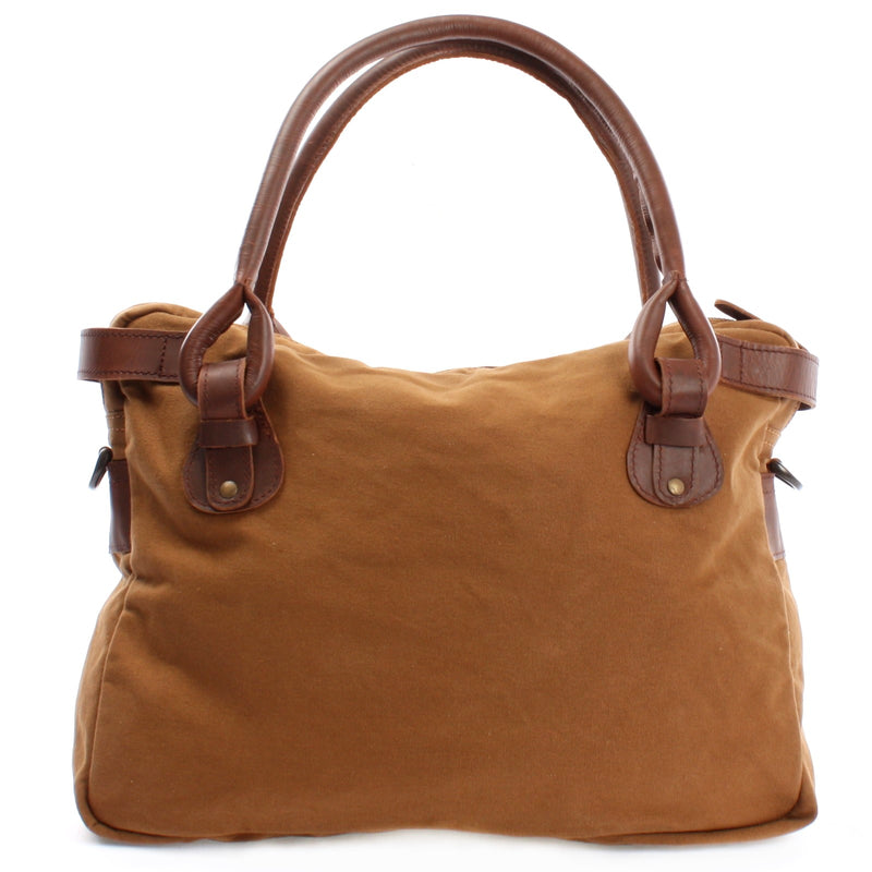 Leconi Schultertasche Henkeltasche Damentasche Handtasche Leder Canvas cognac LE0050 Hotsell