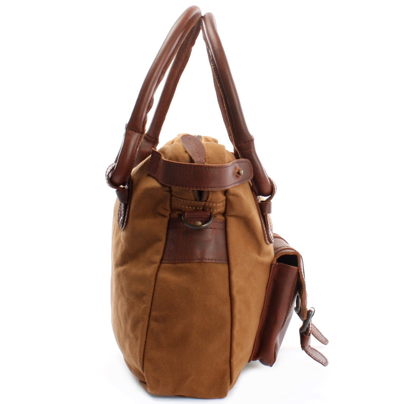 Leconi Schultertasche Henkeltasche Damentasche Handtasche Leder Canvas cognac LE0050 Hotsell