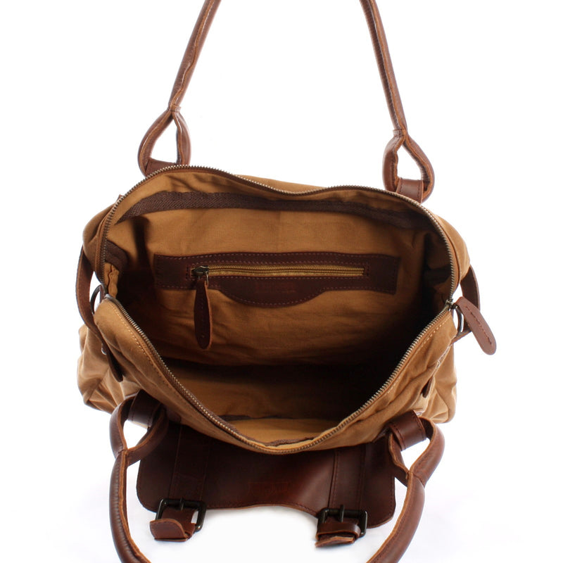 Leconi Schultertasche Henkeltasche Damentasche Handtasche Leder Canvas cognac LE0050 Hotsell