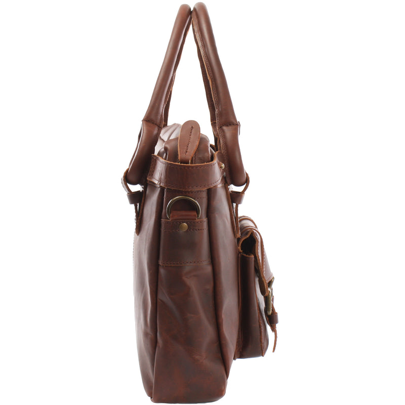 Leconi Schultertasche Henkeltasche Damentasche Handtasche Leder braun LE0050 Schlussverkauf