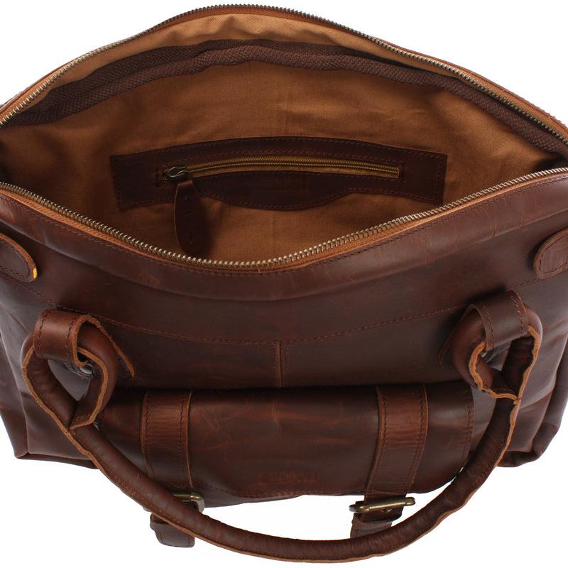 Leconi Schultertasche Henkeltasche Damentasche Handtasche Leder braun LE0050 Schlussverkauf