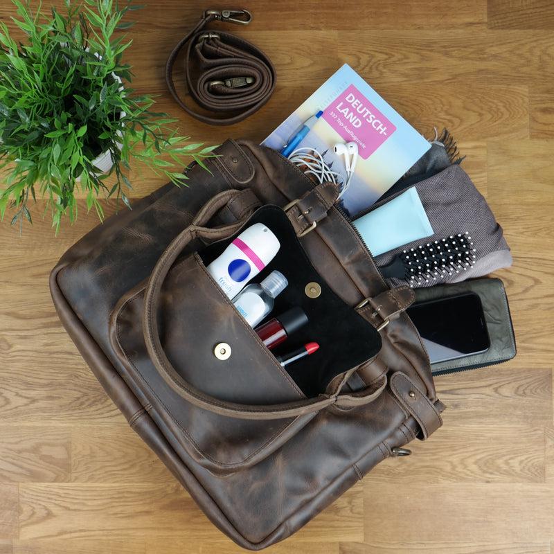 Leconi Schultertasche Henkeltasche Damentasche Handtasche Leder schlamm LE0050 Fabrikverkauf